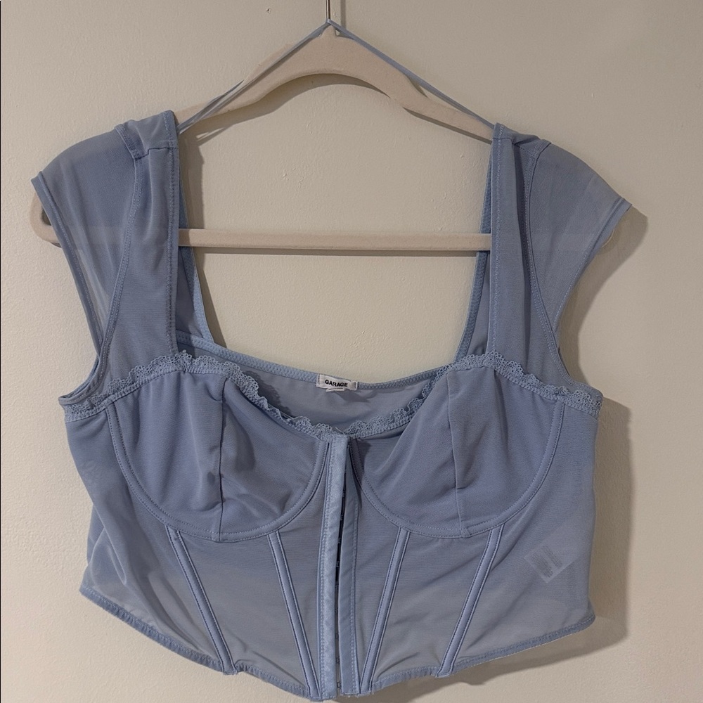 Garage Light Blue Lace Trim Top